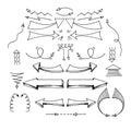 Set of vector arrows and pointers, hand drawing