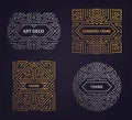 Set of vector Art deco golden borders, frames. Creative templates in style of 1920s. Trendy cover, graphic poster Royalty Free Stock Photo
