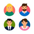 Set of vector avatars depicting people, people\'s faces in circles, icons without background Royalty Free Stock Photo