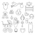 Set of vector baby elements. Royalty Free Stock Photo