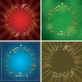 Set of vector backgrounds with gold music frames - musical notes Royalty Free Stock Photo