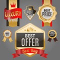 Set of vector badges shop product sale best price stickers and buy commerce advertising tag symbol discount promotion Royalty Free Stock Photo