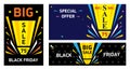 Set vector banners. Black Friday Big Sale. Royalty Free Stock Photo