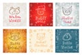 Set of vector banners on Christmas theme. Cute greeting cards with wishes. Hand-drawn