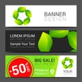 Set vector banners fresh green leaves Spring or