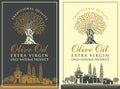 Labels for olive oil with countryside landscape