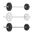 Set of vector barbells. three style colored.