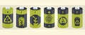 Vector battery cylinder elements with eco icons