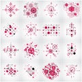 Set of vector Bauhaus red abstract backgrounds made with grid an