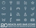 Set of Vector Beach Sea Bar Elements Royalty Free Stock Photo