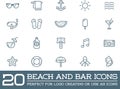 Set of Vector Beach Sea Bar Elements Royalty Free Stock Photo