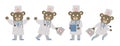 Set of vector bear doctors in medical hat with stethoscope. Cute funny animal character. Medicine picture for children. Healthcare