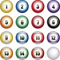 Set of Vector Pool Billiard balls icon. Realistic illustration for web design, logo, icon, app, UI. Isolated on white Royalty Free Stock Photo