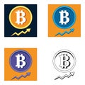 Set vector bitcoin graph on background. Bitcoin hype concept vector illustration with blank space for text