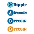 Set vector bitcoin graph on background. Bitcoin Litecoin Ripple Cripto hype concept vector illustration with blank space for text