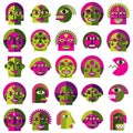 Set of vector bizarre creatures, modern art colorful drawings of Royalty Free Stock Photo