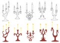 Set of vector black and brown candelabras