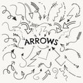 Set of Vector Black Hand Drawn Arrow Shaped Elements