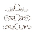 Set of vector black round vintage frames, design elements with place for text or monogram or photo, logo for wedding Royalty Free Stock Photo