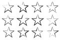 Set of vector black stars. Black spots on a white background isolated. Spots for grunge design.