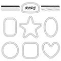 Set of vector blank frames and rope brushes Royalty Free Stock Photo