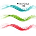 Set of vector blue, green, pink waves, horizontal wavy wave lines on a white background. Design element Royalty Free Stock Photo