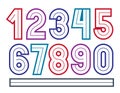 Set of vector bold numbers made with white lines, best for use i Royalty Free Stock Photo