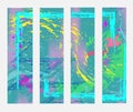 Set of vector bookmarks. Abstract shapes, lines, spots . Colorful grange texture.