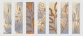 Set of vector bookmarks. Tropical leaves and branches with abstract shapes.