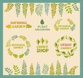 Set of vector botanical round leafer backgrounds