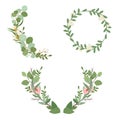 Set of vector botanical. Wild flowers and herb. Botanical Wreath Illustration - Vector Royalty Free Stock Photo