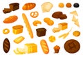 Set vector bread icons. Vector illustration isolated on a white background. Bakery product in cartoon style. Royalty Free Stock Photo