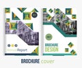 Set of Vector brochure cover templates with blured city landscape and lines.