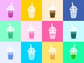 Set Vector Bubble Tea, tapioca milk tea. Pearl milk tea, Bubble Tea is Taiwanese famous and popular drink. Boba and small boba. Ka