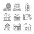 Set of vector buildings icons and concepts in sketch style