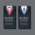 Set of vector business card templates with men's suits Royalty Free Stock Photo