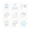 Set of vector business or finance icons and concepts in mono thin line style Royalty Free Stock Photo