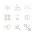 Set of vector business icons and concepts in mono thin line style Royalty Free Stock Photo