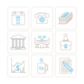 Set of vector business icons and concepts in mono thin line style Royalty Free Stock Photo