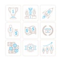 Set of vector business icons and concepts in mono thin line style Royalty Free Stock Photo