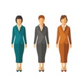 Set of vector businesswomen in suits in flat style Royalty Free Stock Photo