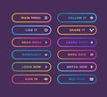 Set of vector button modern gradient line style Royalty Free Stock Photo