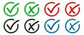Set of vector buttons with checkmark and cross icon. Royalty Free Stock Photo