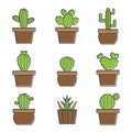 Set of vector cactus icons on white background.Icon.
