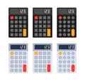 Set of Vector Calculators in Different Color Schemes, Ideal for Finance, Mathematics, and Education Related Graphics and
