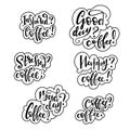 Set of vector calligraphic quotes about coffee