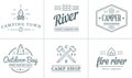 Set of Vector Camping Camp Elements and Outdoor Activity Icons Illustration can be used as Logo