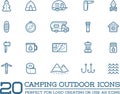Set of Vector Camping Camp Elements and Outdoor Activity Icons Illustration can be used as Logo