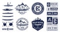 Set of vector canoeing and kayaking logo, badges and design elements