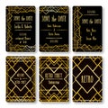 Set of vector card templates in art deco style.